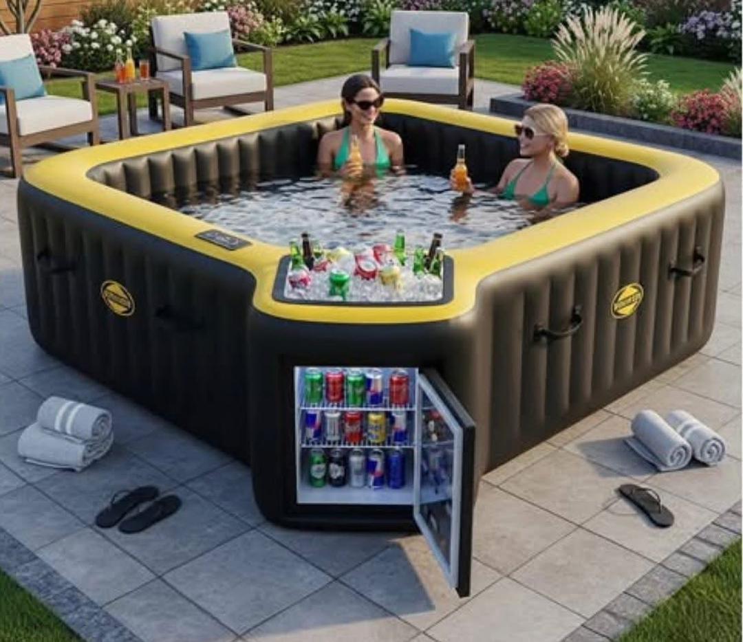 Inflatable hot tub with fridge and cooler - Model 4