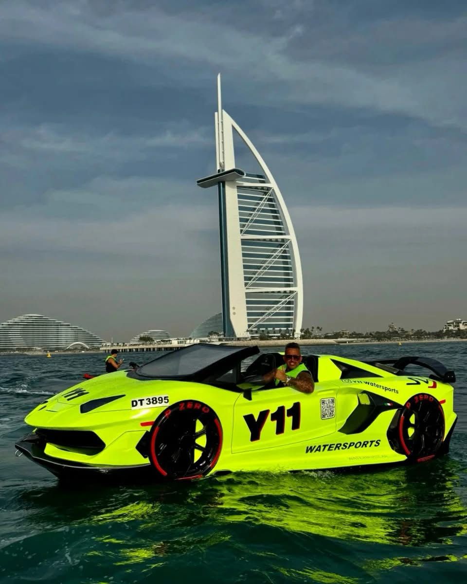 Lamborghini Aventador SVJ, exotic jet car, high performance marine vehicle, luxury watercraft alternative