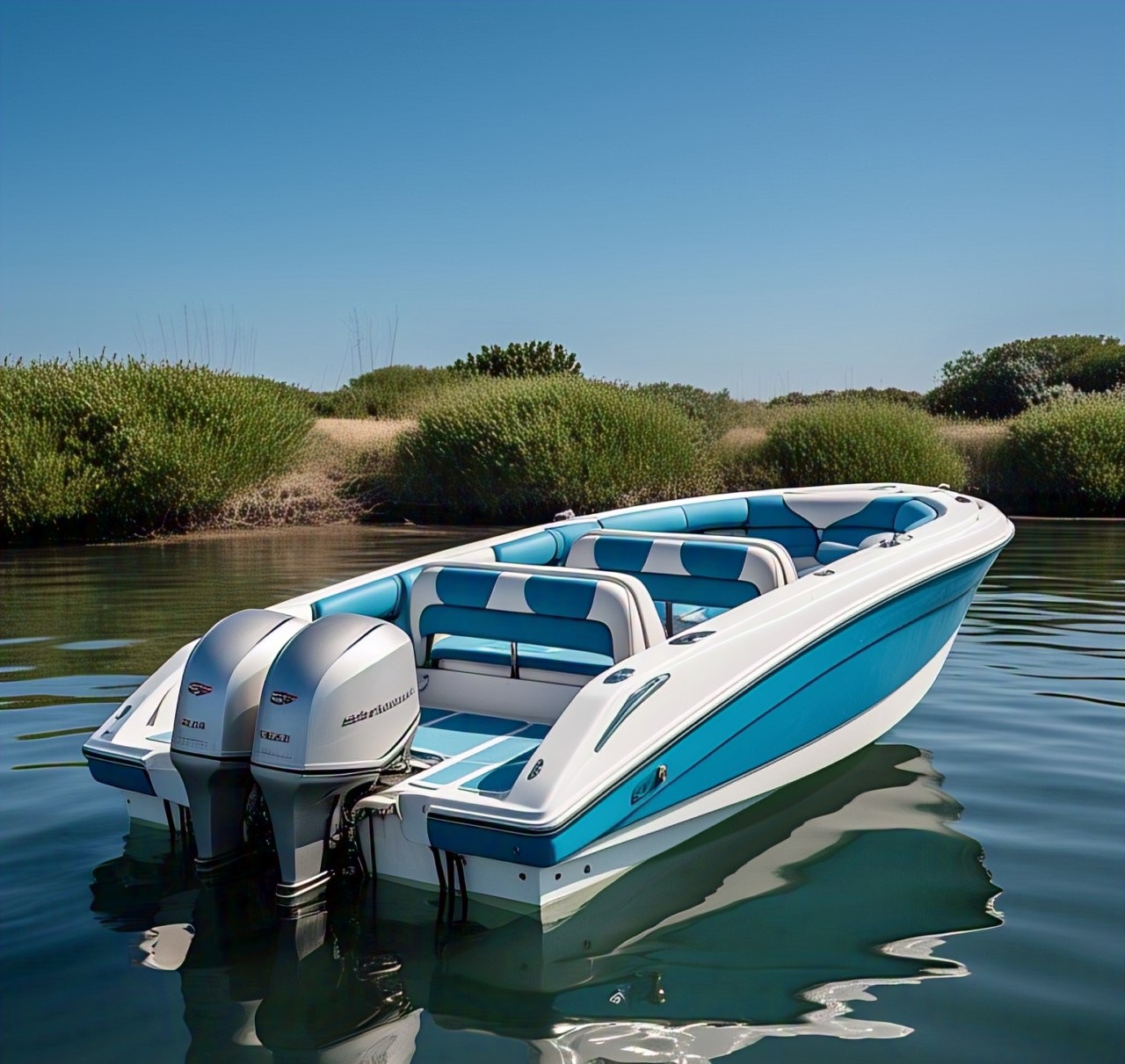 6-Seater FRP Motor Boat, Fiberglass Reinforced Plastic Boat, Blue Shark Model