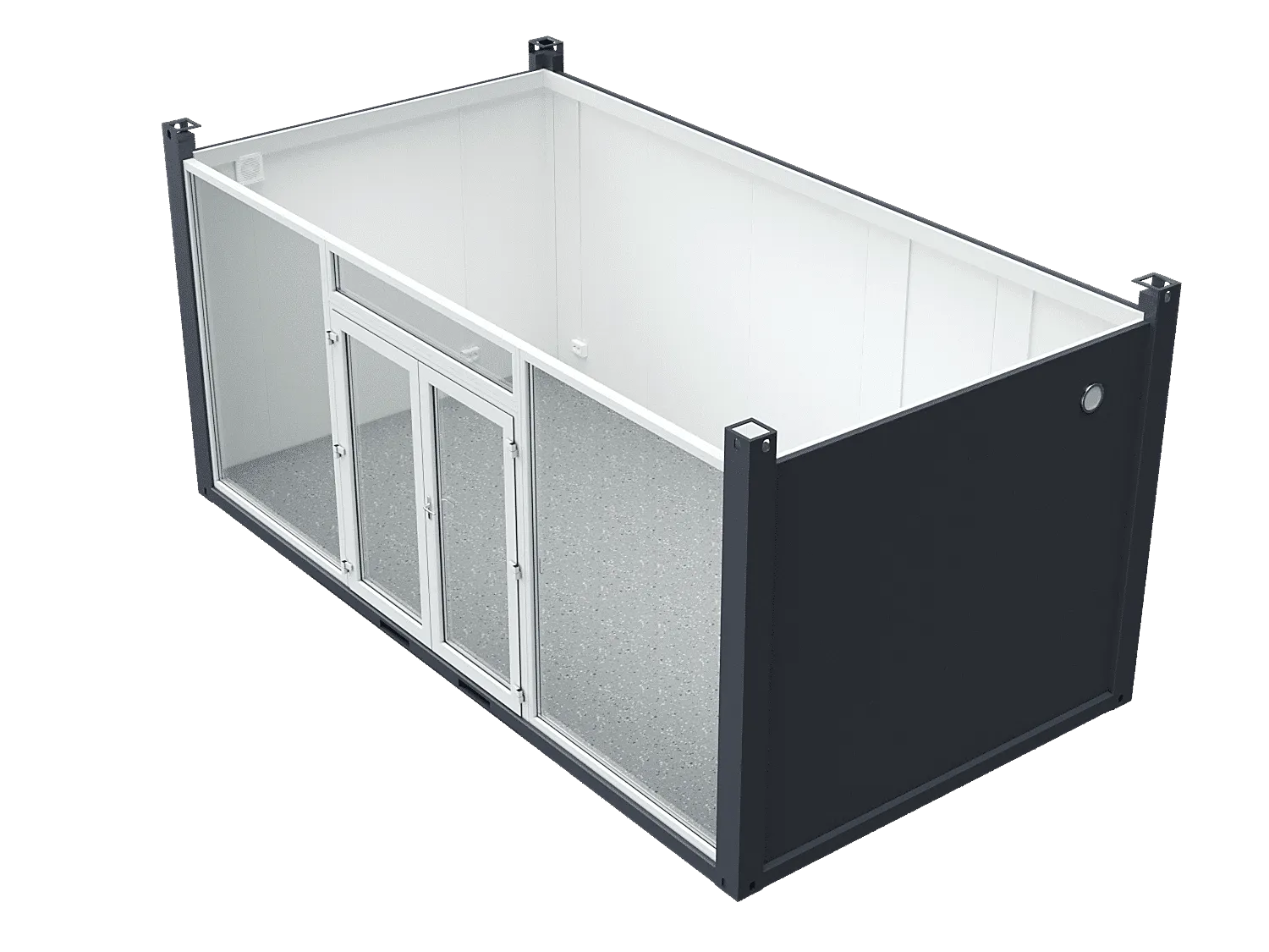6×3.2m Glass Container, 3 glass walls